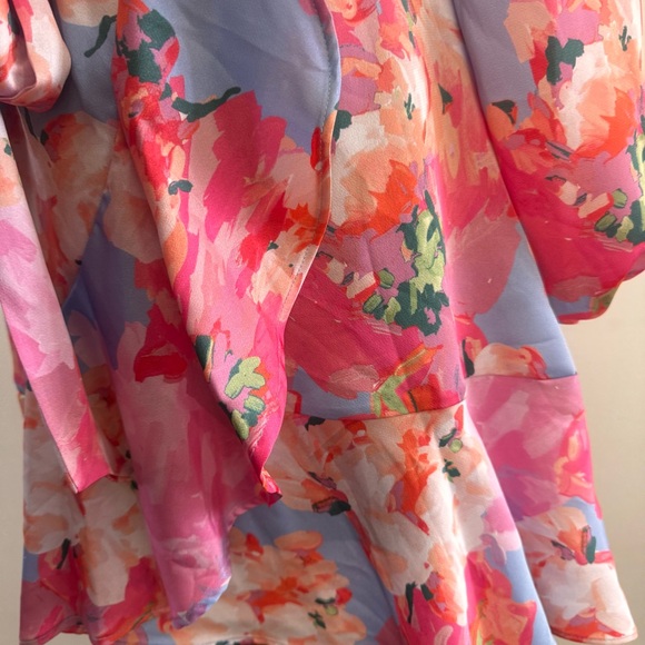 Tahari ASL Pink and Blue Floral Long Sleeve Dress - Picture 5 of 10
